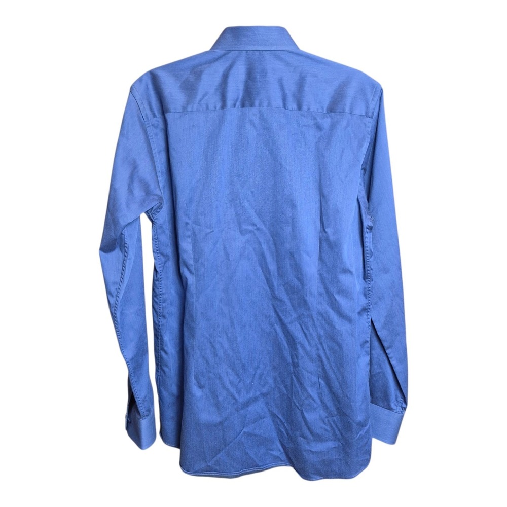 Eton Cambridge Contemporary Men's M 15.5 Blue Textured 100% Cotton Dress Shirt - Picture 3 of 8
